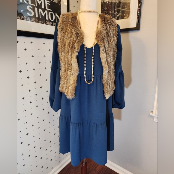 PINZIKO Long Sleeve Tunic Dress V Neck Casual Loose Flowy Swing Shift Dress M/L - Picture 5 of 14